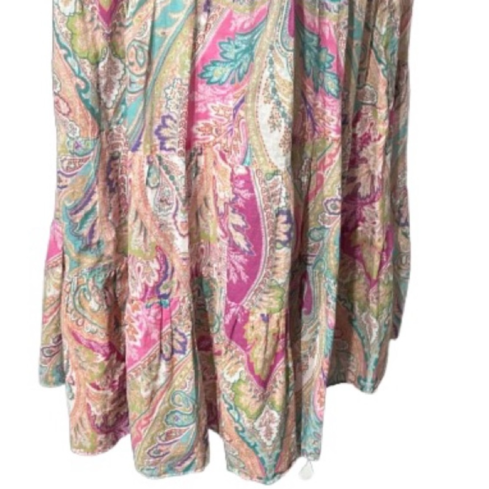 100% Cotton Ralph Lauren 1X Skirt Madi Paisley Boho Pink Aqua Size 18 Size 16 - Picture 10 of 14